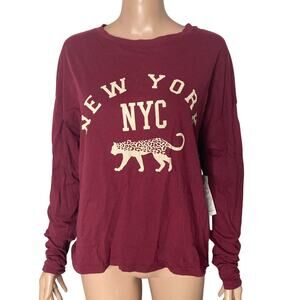 Treasure & Bond Tshirt Womens Small Burgundy Leopard Graphic New